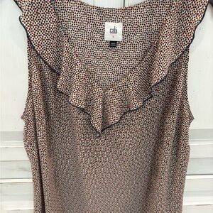 CAbi Multicolor Sleeveless Top with Ruffle